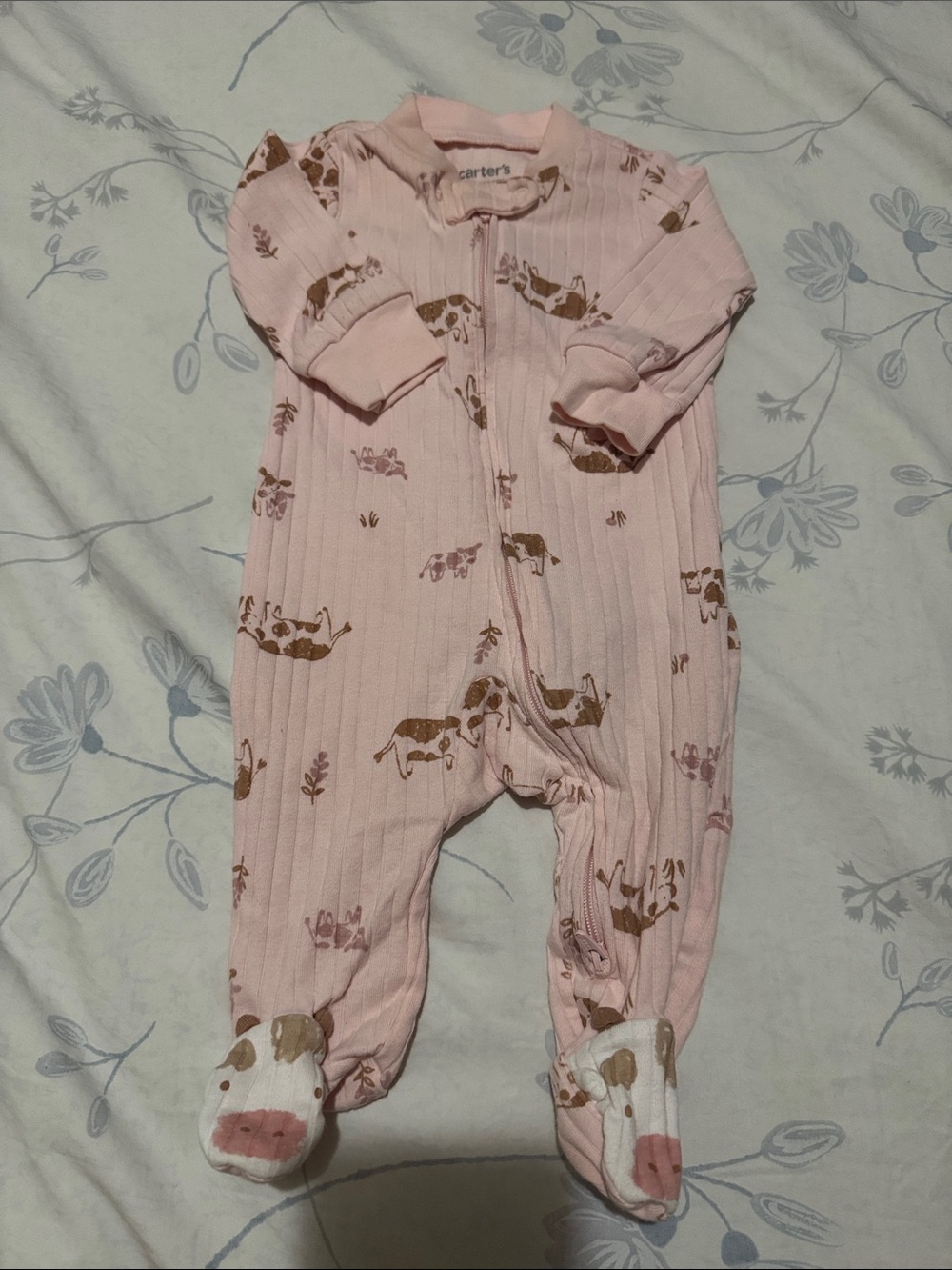 ⭐️Just One You by Carters Baby Moo Zip Long Sleeve Footies (Size: 3M)